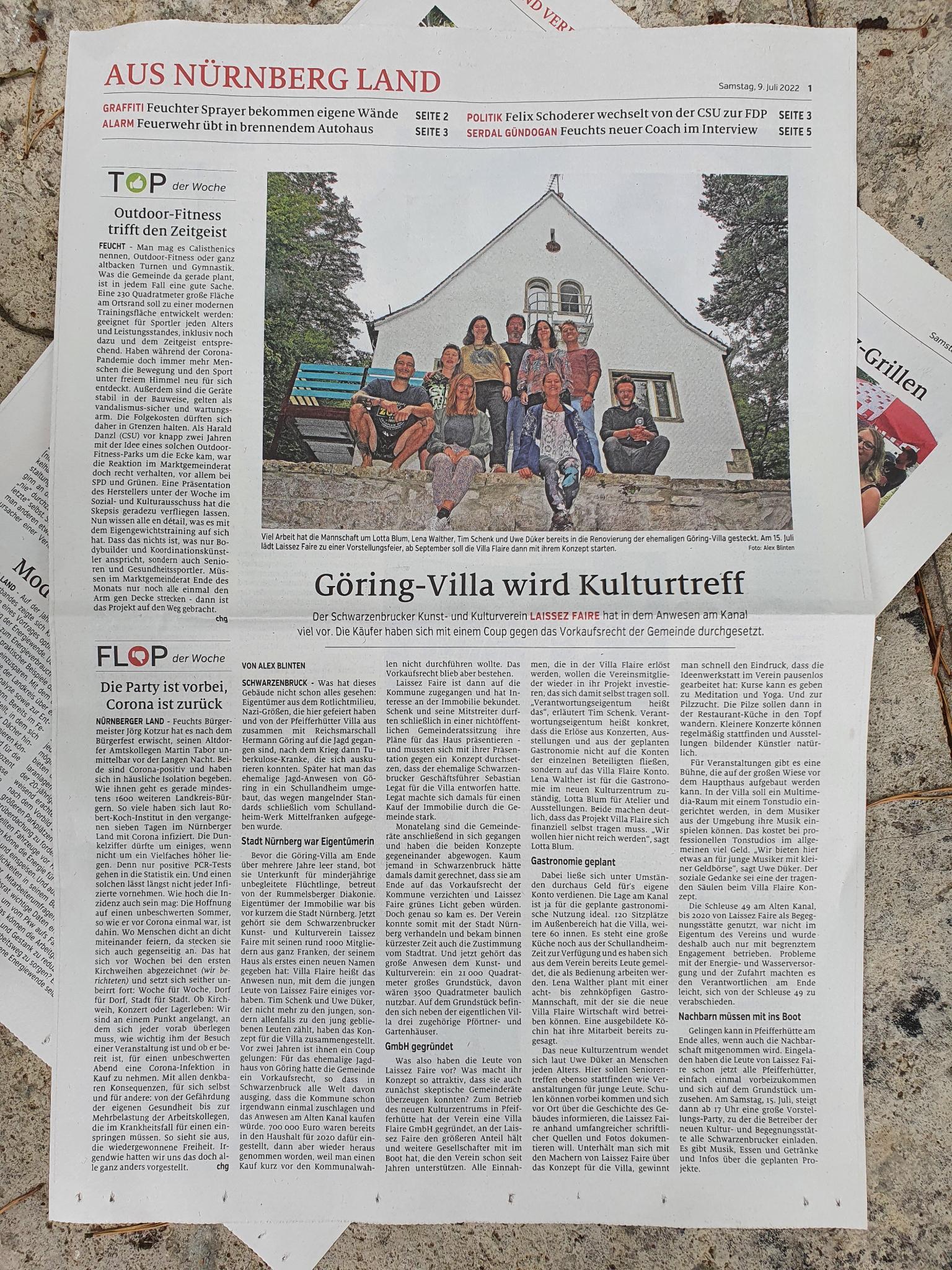 Villa-Flaire Bote Zeitungsartikel Göring-Villa wird Kulturtreff
